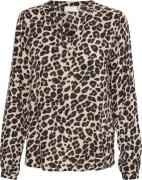 Kaffe Kamarta Tilly Blouse Kvinde Leopard Print Langærmede Bluser Str ...