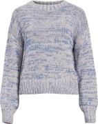 Object Objsoleima Loose L/S Knit Pullover Kvinde Palace Blue/sandshell...