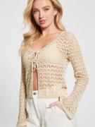 GUESS Clarissa LS Cardi Swtr Kvinde Light Gold Lurex Cardigans Str L -...