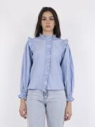 Neo Noir Charly Mini Dot Blouse Kvinde Light Blue Langærmede Bluser St...