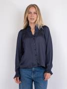 Neo Noir Brielle Satin Blouse Kvinde Midnight Blue Langærmede Bluser S...