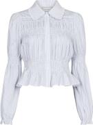 Neo Noir Kella Stripe Smock Shirt Kvinde Hvid Langærmede Bluser Str 40...