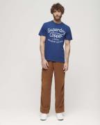 Superdry Copper Label Script TEE Mand Pilot Mid Blue Slub Kortærmede T...