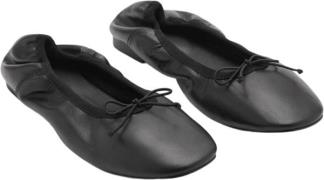 MANGO Leather Ballet Flats With bow Kvinde Black Ballerinaer Str 40 - ...