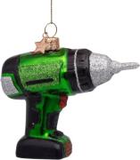 Vondels Ornament Glass Green Drill Machine H8. 5cm Green - Juletræspyn...