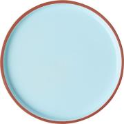 Studio About Plate, Medium, 2 PCS, Clay Terracotta, Glaze Light Blue, ...