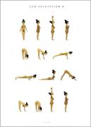 Poster & Frame Yoga Prints Sun Salutation A Women Golden Flerfarvet St...