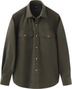 ETON Dark Green Heavy Twill Overshirt Mand Grøn Overshirts Str L - hos...