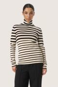 Soaked in Luxury Slspina Striped Rollneck Kvinde Black And White Strip...