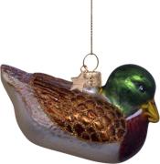 Vondels Ornament Glass Brown/green Duck H5. 5cm Green - Juletræspynt h...