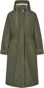 Lollys Laundry Sheall Water Repellent Coat Long Kvinde Dark Green Park...