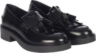 ANGULUS Chunky Penny Loafer med Frynser og Kvinde 1835 Black Loafers S...