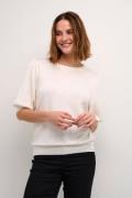 Kaffe Kalone Knit Pullover 1/2 SL Kvinde Chalk Kortærmet Strik Str L -...