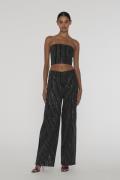 ROTATE Birger Christensen Sequin Twill Wide Pants Kvinde Black Wide Je...