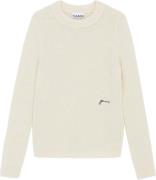 Ganni Brushed Alpaca Oneck Kvinde Egret Sweaters Str L - hos Magasin