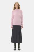 Ganni Brushed Alpaca Oneck Kvinde Chalk Pink Sweaters Str L - hos Maga...