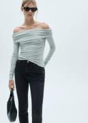 MANGO Claudia Waxed Slimfit Cropped Jean Kvinde Open Grey Bukser Str 3...