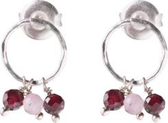 A Beautiful Story Genuine Garnet Rose Quartz Earrings SP 1,5cm - Ørest...