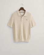 Gant Structured Cotton SS Polo Mand Soft Oat Sweaters Str M - hos Maga...