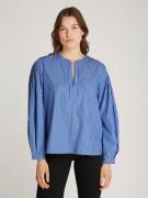 Tommy Hilfiger ESS Poplin V Neck LS Blouse Kvinde Blue Stp Langærmede ...