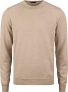 Stenströms Sweater Knitted Crew Neck With Patch Merino Wool Mand Beige...