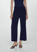 MANGO Buttons Straightfit Trousers Kvinde Navy Bukser Med Lige Ben Plu...