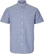 Selected Homme Slhregnewlinen Shirt SS Classic NO Mand Blå Kortærmede ...