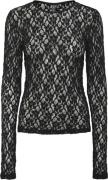 Pieces Pchazel LS Lace TOP Noos Kvinde Sort Toppe Tight Fit Str L - ho...