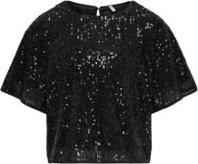 ONLY Kogfransa Sequin S/S TOP TLR Str 140 - Blå Toppe hos Magasin