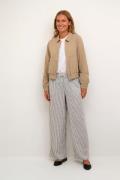 Kaffe Kamilia Long Wide Pants HW Kvinde Chalk/black Stripe Bukser Med ...