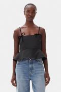 Ganni Duchesse Satin Top Kvinde Black Tanktoppe Str 40 - hos Magasin