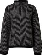 Selected Femme Slflulu LS Herringbone Knit High NE Kvinde Sort Sweater...