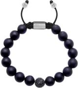 Nialaya Men's Beaded Bracelet With Black CZ Diamond & Matte Onyx M - A...