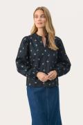 Part Two Eimypw BL Kvinde Dark Navy Bouquet Print Langærmede Bluser Re...