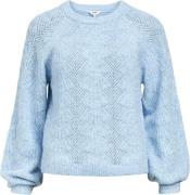 Object Objflora RE L/S Knit Pullover Noos Kvinde Cornflower Blue/melan...