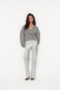 ROTATE Birger Christensen Knit Cropped Cardigan Kvinde Grey Melange La...