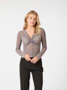 Neo Noir Alisa Stone Mesh Blouse Kvinde Silver Langærmede Bluser Str 4...