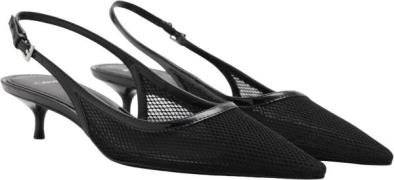 MANGO Heeled Mesh Heel Shoes Kvinde Black Slingbacks Str 38 - hos Maga...