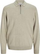 Jack & Jones Jjeemil Knit Polo Half ZIP LS Noos Mand Oatmeal/melange L...