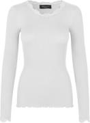 Rosemunde Silk Tshirt w/ Lace Kvinde Hvid Langærmede T-shirts Str L - ...