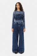 Ganni Crinkled Future Denim Marri Kvinde Mid Blue Stone Jeans Str 29 D...