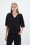 InWear Becentiw Blouse Kvinde Black Kortærmede Bluser Regular Fit Str ...