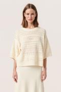 Soaked in Luxury Slrava Rinna Pullover Kvinde Pearled Ivory Kortærmet ...