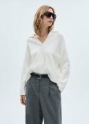 MANGO Poloneck Knitted Sweater Kvinde Light Beige Sweaters Str L - hos...