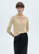 MANGO Vneck Lurex Sweater Kvinde Gold Sweaters Str XL - hos Magasin