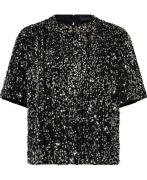 Ted Baker Zarhaaa Boxy Velvet Sequin Tee Kvinde Black Kortærmede Bluse...