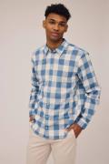 Magasin Fabian 1 Linen Blend Shirt Mand Blue Check Langærmede Skjorter...