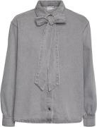 Vero Moda Vmpaige LS BOW DNM Shirt Gu216 Kvinde Light Grey Denim Langæ...