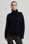 Second Female Alpha Knit Tneck Kvinde Night Sky Rullekraver Str L - Ul...