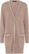 Micha Long Cardigan_ Carpet Edgeknit Kvinde Camel/offw Cardigans Str L...